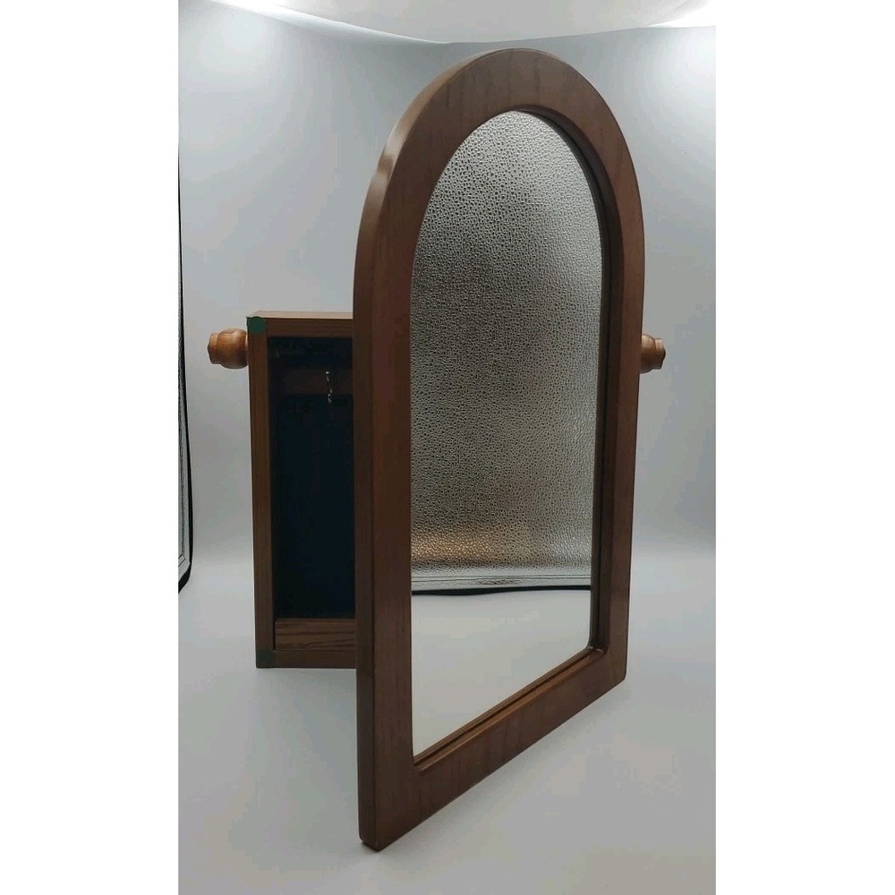 Mirrored Jewelry Cabinet Armoire Wood Hidden Necklace Organizer Holder Heavy